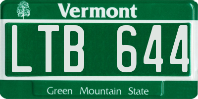 VT license plate LTB644