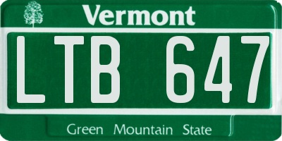 VT license plate LTB647