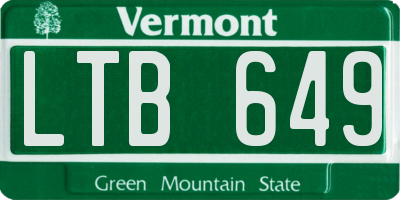 VT license plate LTB649