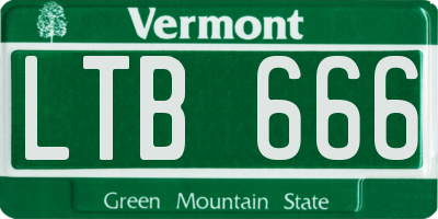 VT license plate LTB666