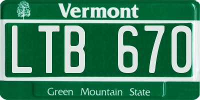 VT license plate LTB670