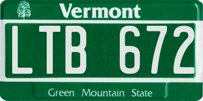 VT license plate LTB672