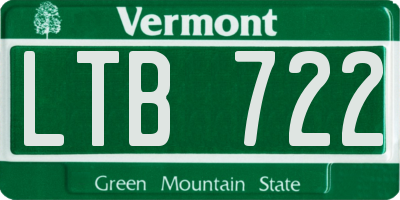 VT license plate LTB722