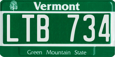 VT license plate LTB734