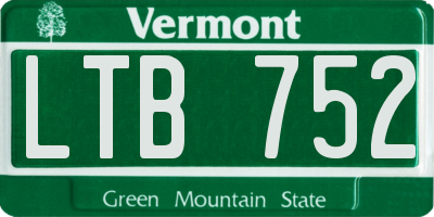 VT license plate LTB752