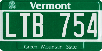 VT license plate LTB754