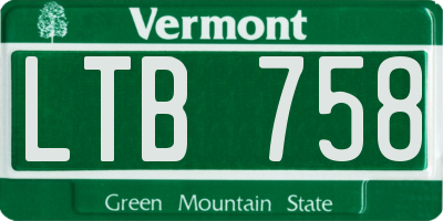 VT license plate LTB758