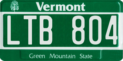 VT license plate LTB804