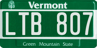 VT license plate LTB807