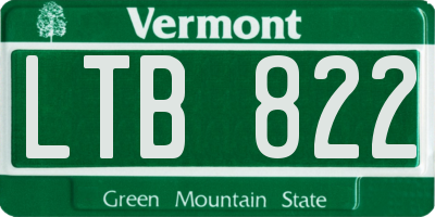 VT license plate LTB822