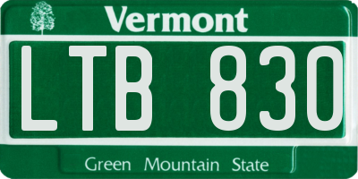 VT license plate LTB830