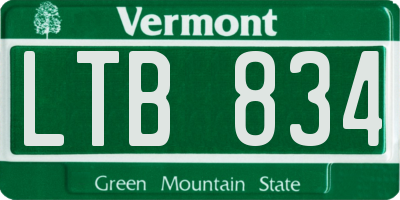 VT license plate LTB834
