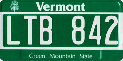 VT license plate LTB842