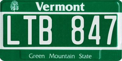 VT license plate LTB847