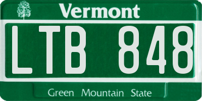 VT license plate LTB848