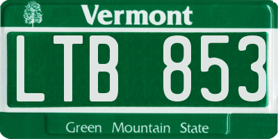VT license plate LTB853