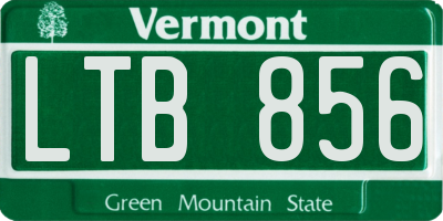 VT license plate LTB856