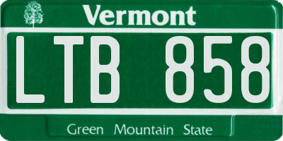 VT license plate LTB858