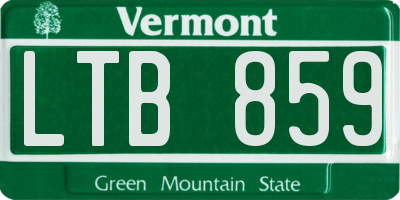 VT license plate LTB859