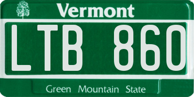 VT license plate LTB860
