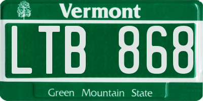 VT license plate LTB868