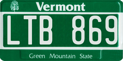 VT license plate LTB869