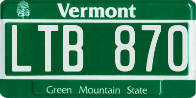VT license plate LTB870