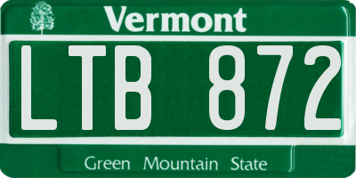 VT license plate LTB872