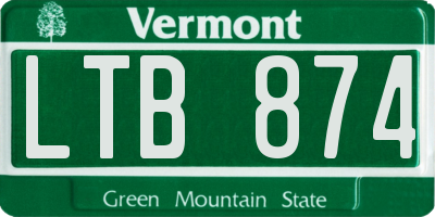 VT license plate LTB874