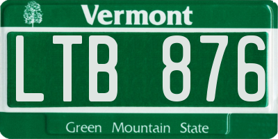 VT license plate LTB876