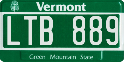 VT license plate LTB889