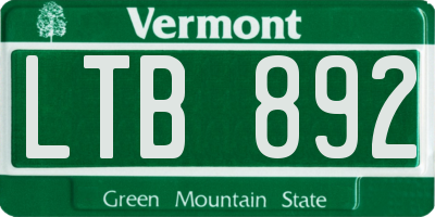 VT license plate LTB892