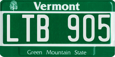 VT license plate LTB905