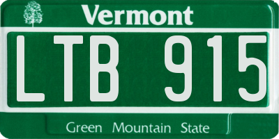 VT license plate LTB915