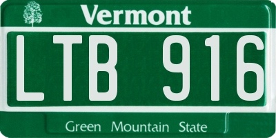 VT license plate LTB916