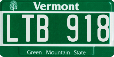 VT license plate LTB918