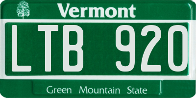 VT license plate LTB920