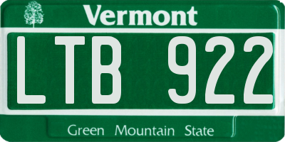 VT license plate LTB922