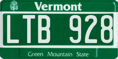 VT license plate LTB928