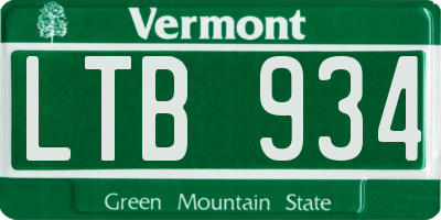 VT license plate LTB934