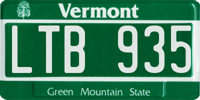 VT license plate LTB935