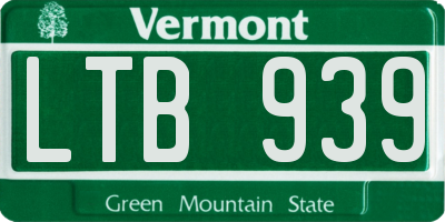VT license plate LTB939