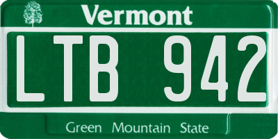 VT license plate LTB942