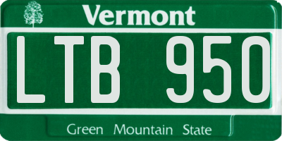 VT license plate LTB950