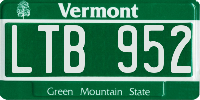 VT license plate LTB952