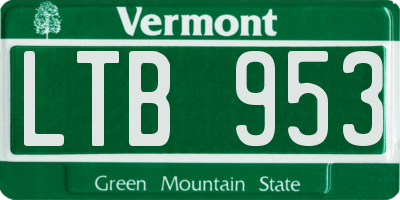 VT license plate LTB953