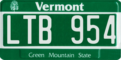 VT license plate LTB954