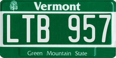VT license plate LTB957