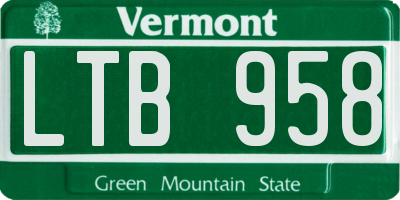 VT license plate LTB958