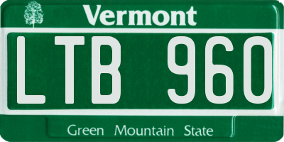 VT license plate LTB960